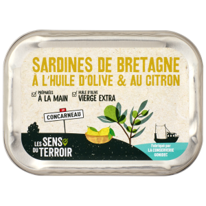 Sardines de Bretagne à l'huile d'olive vierge extra et au citron