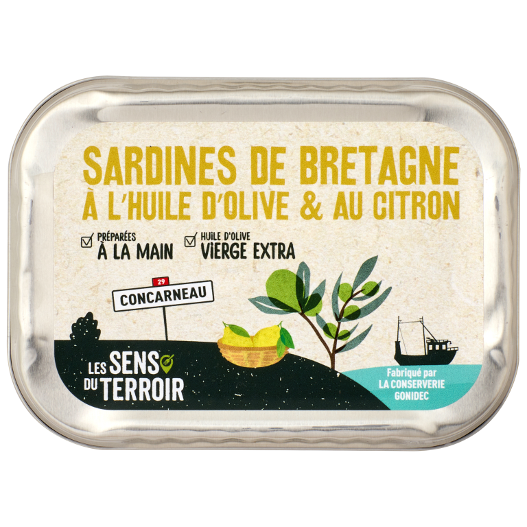 Sardines de Bretagne à l'huile d'olive vierge extra et au citron