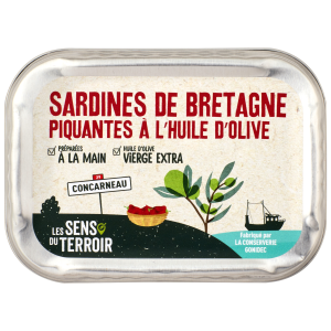 Sardines de Bretagne piquantes<br>à l'huile d'olive vierge extra