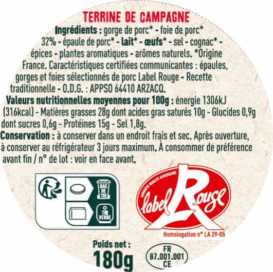 Terrine de campagne Label Rouge - Les Sens du Terroir