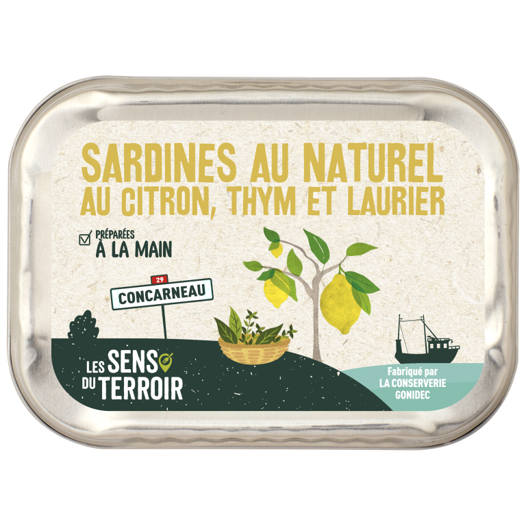 Sardines de Bretagne au naturel, thym citron & laurier